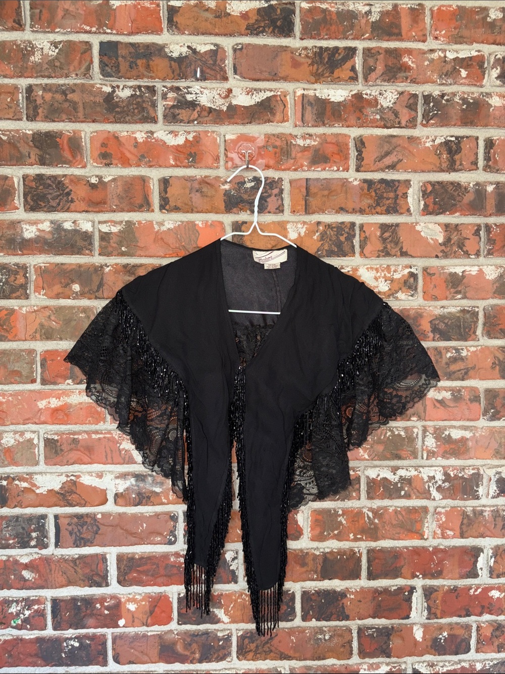 Vintage Black Lace Fringe Cape